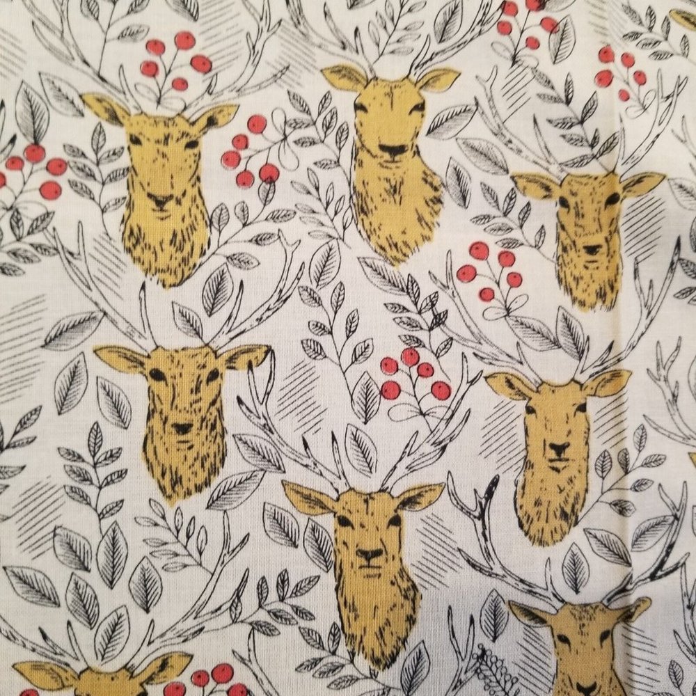Dear Stella Fabric Timberland Stag Deer Antlers Berries Material Crafting Sewing